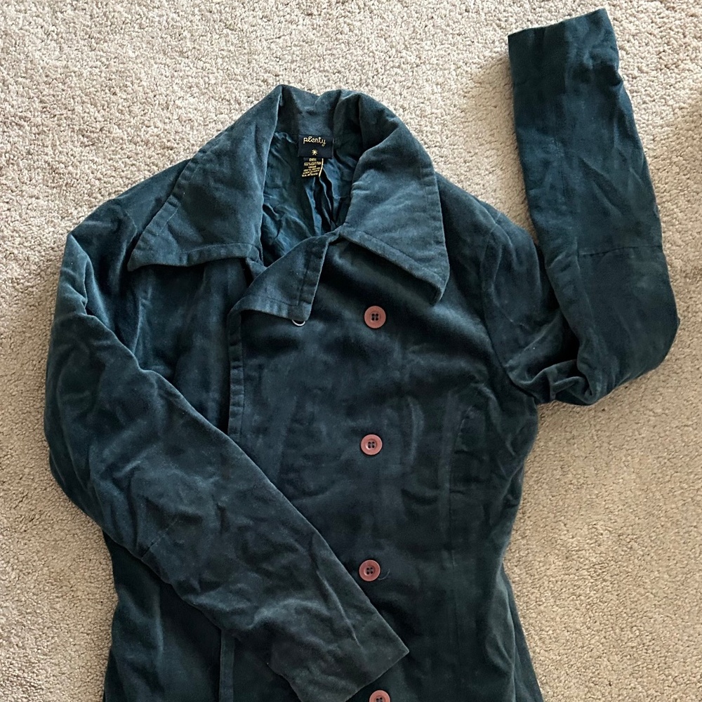 Plenty Brand Dark Green Velvet Blazer